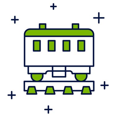 Doldurulmuş yolcu vagonları beyaz arka planda izole edilmiş. Tren vagonu. Vektör