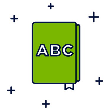 Filled outline ABC book icon isolated on white background. Dictionary book sign. Alphabet book icon.  Vector
