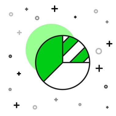 Doldurulmuş ana hatlı turta grafiği bilgi simgesi beyaz arkaplanda izole edildi. Diyagram çizelgesi. Vektör