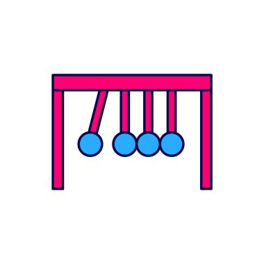 Doldurulmuş sarkacı simgesi beyaz arkaplanda izole edildi. Newtons beşiği. Vektör