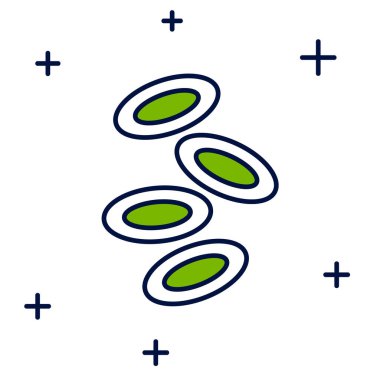 Doldurulmuş tıbbi hemoglobin eritrosit ikonu beyaz arka planda izole edilmiş. Vektör