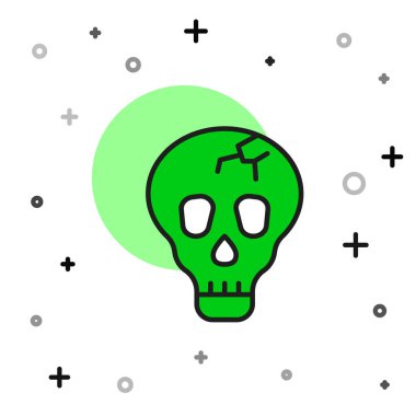 Beyaz arka planda izole edilmiş Skull simgesi dolduruldu. Mutlu Cadılar Bayramı Partisi. Vektör