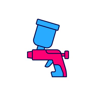 Beyaz arkaplanda izole edilmiş ana hatlı sprey tabanca ikonu. Vektör