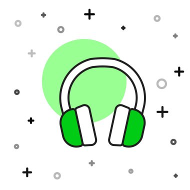 Doldurulmuş dış hat kulaklık simgesi beyaz arkaplanda izole edildi. Kulaklıklar. Müzik, hizmet, iletişim ve operatör konsepti. Vektör