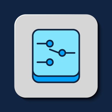 Mavi arkaplanda elektronik devre simgesinde seçili ana hatlar değiştirildi. Vektör