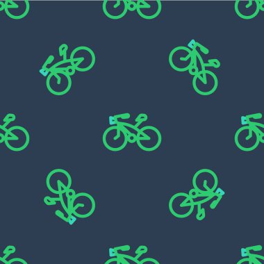 Line Bicycle icon isolated seamless pattern on blue background. Bike race. Extreme sport. Sport equipment.  Vector