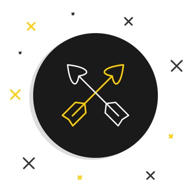 Çizgi çapraz ok simgesi beyaz arkaplanda izole edildi. Renkli taslak konsepti. Vektör