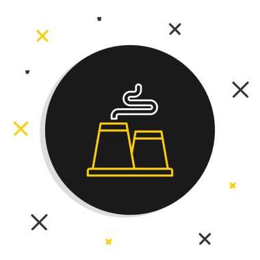 Çizgi Fabrikası simgesi beyaz arkaplanda izole edildi. Endüstriyel bina. Renkli taslak konsepti. Vektör