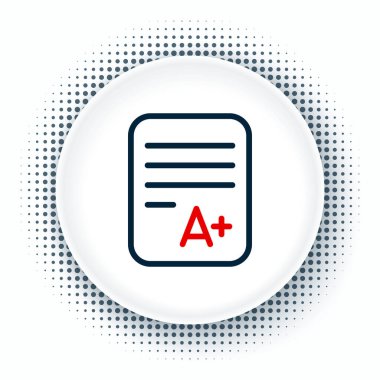 A + sınıfı simgesi beyaz arkaplanda izole edilmiş Satır Sınav kağıdı. Sınav kağıdı, sınav ya da araştırma konsepti. Sınav ya da sınav. Renkli taslak konsepti. Vektör