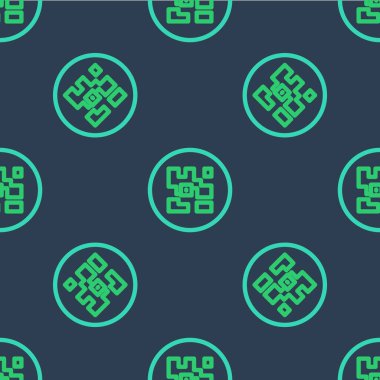 Akıllı telefon tarama simgesi için QR kod örneği mavi arkaplanda izole edilmiş dikişsiz desen. Vektör