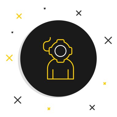 Aqualung simgesi beyaz arkaplanda izole edildi. Dalış kaskı. Su altı ekipmanları. Renkli taslak konsepti. Vektör