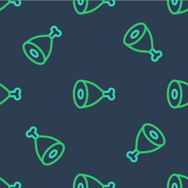 Çizgili Tavuk bacak ikonu mavi arka planda izole edilmiş kusursuz desen. Tavuk budu. Vektör