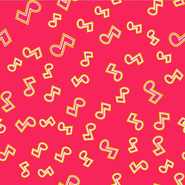 Satır müziği, ton simgesi kırmızı arkaplanda izole edilmiş kusursuz desen. Vektör