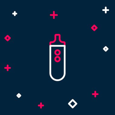 Hat Elektronik sigara ikonu mavi arkaplanda izole edildi. Tüttürme aleti. Buharlaştırıcı Cihaz. Renkli taslak konsepti. Vektör