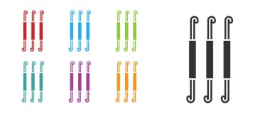 Beyaz arka planda siyah örgü kancası ikonu izole edildi. Örgü kancası. Simgeleri renklendirin. Vektör.