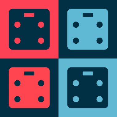 Pop Art Smart banyo ölçekleri ikonu renk arkaplanında izole edilmiş. Ağırlık ölçüm aletleri. İnternet kavramının kablosuz bağlantısı. Vektör.