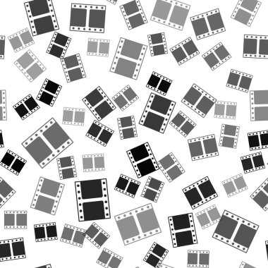 Siyah Oyun video simgesi beyaz arkaplandaki kusursuz deseni izole etti. Film şeridi tabelası. Vektör