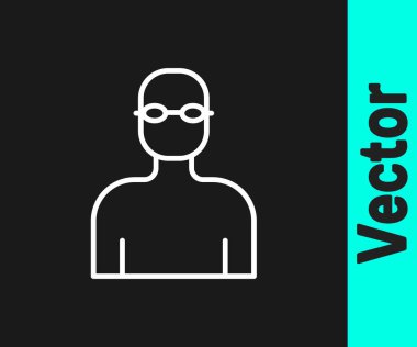 Beyaz çizgi yüzücü ikonu siyah arka planda izole edildi. Vektör