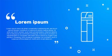 Mavi arkaplanda beyaz çizgi aydınlatma simgesi izole edildi. Vektör