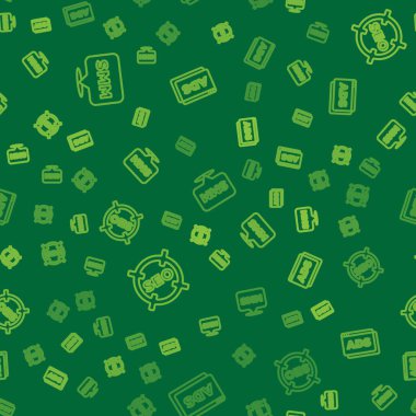 Hat sosyal medya pazarlaması, SEO optimizasyonu ve kusursuz model üzerine reklamcılık ayarlayın. Vektör