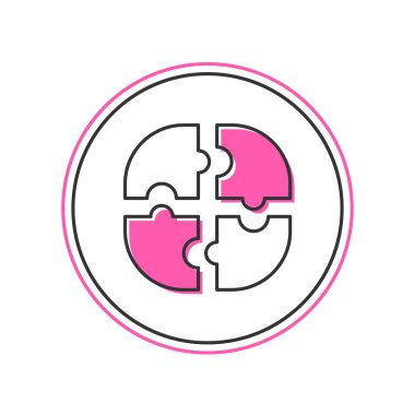 Beyaz arkaplanda izole edilmiş ana hatlı yapboz simgesi. İş, pazarlama, finans, şablon, düzen, bilgi grafikleri, internet konsepti. Vektör