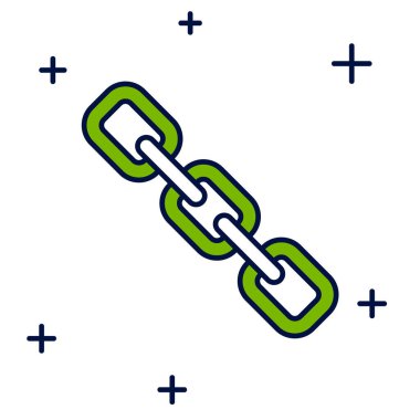 Doldurulmuş zincir bağlantı simgesi beyaz arkaplanda izole edildi. Bağlantı bekar. Hiper bağlantı zinciri sembolü. Vektör