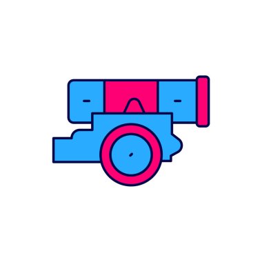 Doldurulmuş Cannon simgesi beyaz arkaplanda izole edildi. Vektör