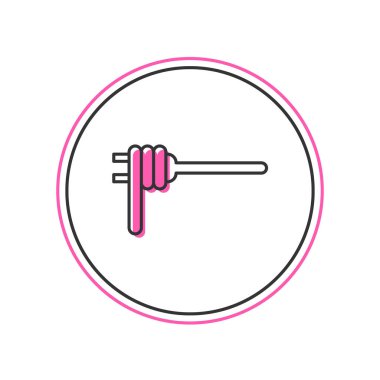 Beyaz arka planda izole edilmiş çatal ikon üzerindeki ana hatlı makarna. İtalyan restoranı. Vektör