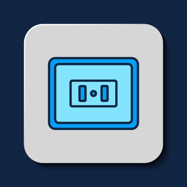Filled outline Electrical outlet icon isolated on blue background. Power socket. Rosette symbol.  Vector
