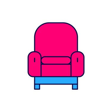 Doldurulmuş Armchair simgesi beyaz arkaplanda izole edildi. Vektör