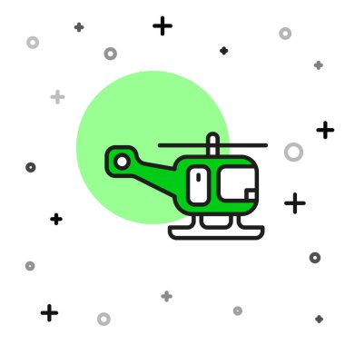 Filled outline Rescue helicopter aircraft vehicle icon isolated on white background.  Vector