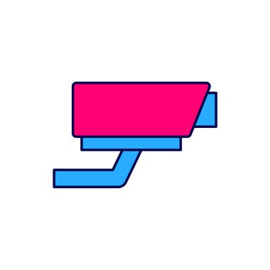 Beyaz arkaplanda izole edilmiş ana hatlı güvenlik kamerası simgesi. Vektör