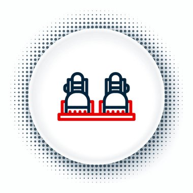 Beyaz arkaplanda çizgi Snowboard simgesi izole edildi. Snowboard tahtası ikonu. Olağanüstü bir spor. Spor malzemeleri. Renkli taslak konsepti. Vektör