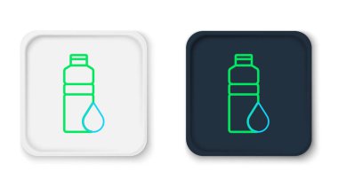 Beyaz arkaplanda çizgi fitness sallama simgesi izole edildi. Su ve protein kokteylleri için kapaklı spor karıştırıcı şişesi. Renkli taslak konsepti. Vektör