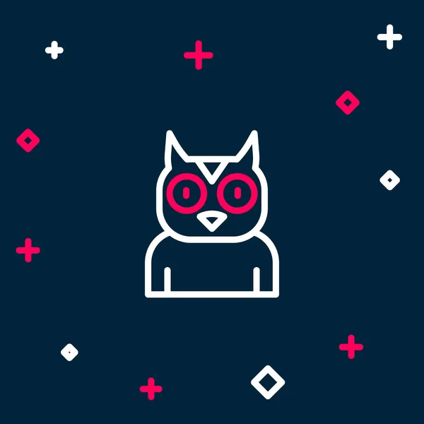 Line Owl bird icon isolated on blue background. Animal symbol. Colorful outline concept. Vector