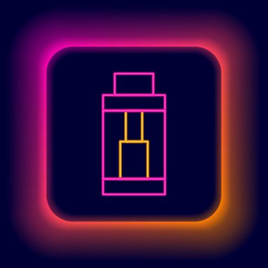 Parlayan neon hattı Vape mod aygıt simgesi siyah arkaplanda izole edildi. Tüttürme aleti. Buharlaştırıcı Cihaz. Renkli taslak konsepti. Vektör