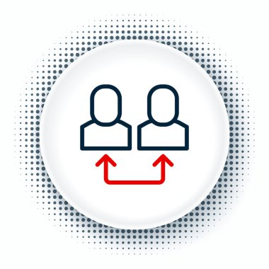 Çizgi Değiştirme simgesi beyaz arkaplanda izole edildi. İnsanlar arasında bilgi alışverişi. Personel ya da insanlar yer değiştirme ya da yer değiştirme konsepti. Renkli taslak konsepti. Vektör