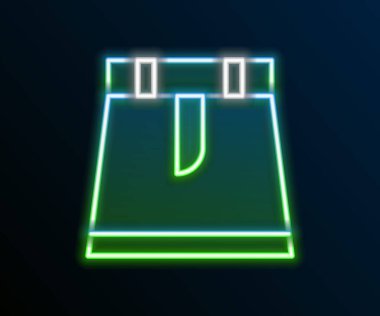 Parlayan neon çizgisi etek simgesi siyah arkaplanda izole edildi. Renkli taslak konsepti. Vektör