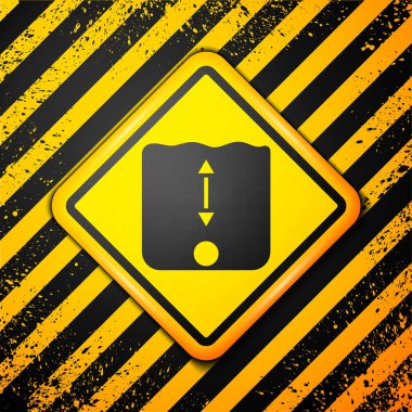 Sarı arkaplanda izole edilmiş Kara Derinlik ölçüm simgesi. Su derinliği. Uyarı işareti. Vektör.