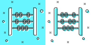 Siyah çizgi Abaküs simgesi yeşil ve beyaz arkaplanda izole edildi. Geleneksel sayım çerçevesi. Eğitim işareti. Matematik okulu. Rastgele dinamik şekiller. Vektör.