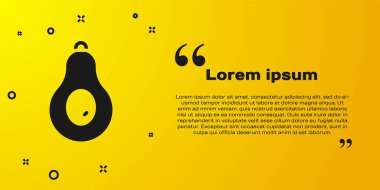 Sarı arka planda siyah Avokado meyve ikonu izole edildi. Vektör