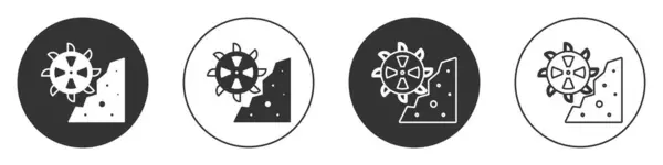 Schwarzes Schaufelradbagger Symbol Isoliert Auf Weißem Hintergrund Kreis Taste Vektor — Stockvektor