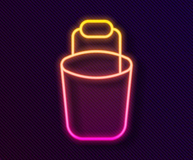 Parlayan neon çizgi Bucket simgesi siyah arkaplanda izole edildi. Temizlik hizmeti konsepti. Vektör