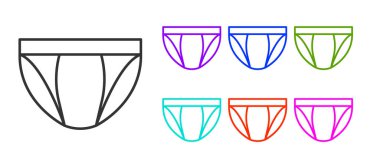 Siyah çizgili erkek iç çamaşırı simgesi beyaz arkaplanda izole edilmiş. Erkek iç çamaşırı. Simgeleri renklendirin. Vektör