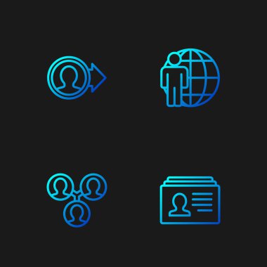 Satır Özeti, Proje Ekibi Üssü, Hesap Ekranı ve Kafa Avcılığı Oluştur. Renk simgeleri. Vektör