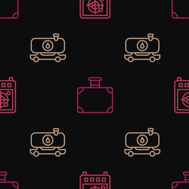 Radar hattını, hedefleri monitöre, yakıt tankeri kamyonunu ve bavulunu kusursuz bir şekilde ayarlayın. Vektör