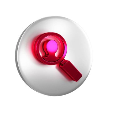 Kırmızı Tıbbi Analiz Simgesi şeffaf arkaplanda izole edildi. İlaç yardımı için. Eczane ilaç sembolü. Gümüş daire düğmesi..