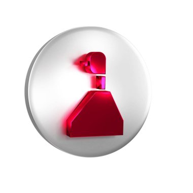 Kırmızı Vites Şekil Değiştiren simgesi şeffaf arkaplanda izole edildi. İletişim simgesi. Gümüş daire düğmesi..