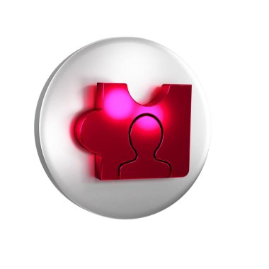 Kızıl Kafa avlama ikonu, saydam arkaplanda izole edildi. İş hedefi ya da İstihdam tabelası. İş için insan kaynakları ve adam toplama. Gümüş daire düğmesi..