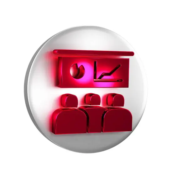 Red Training, presentation icon isolated on transparent background. Silver circle button..